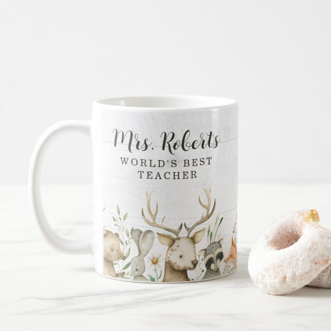 Boho Rustic Wildlife Lehrer Wertschätzung Kaffeetasse (Mit Donut)
