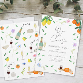 Boho Rustic Wine and Chese Engagement Party Einladung