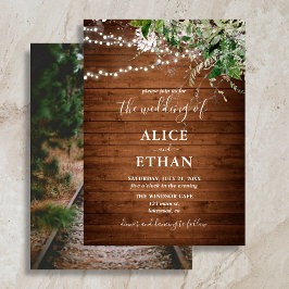 Boho Rustic Wood Greenery Einladung Hochzeit