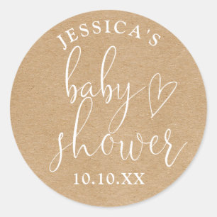 Boho-Rustikal-Kraft-Neutrales Geschenk für Baby-Pa Runder Aufkleber