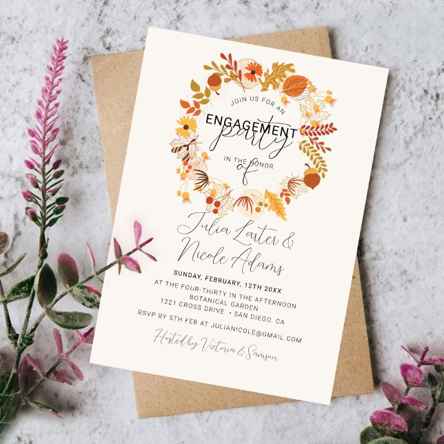 Boho Rustikale florale Autumn Falls Engagement Par Einladung (Von Creator hochgeladen)