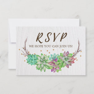 Boho-Rustikale Florale Sukkulenten Hochzeitswebsit RSVP Karte