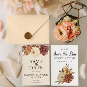 Boho-Rustikale Herbst-Blumen-Hochzeitsfotos Save The Date