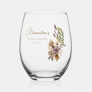 Boho Rustikale Natur Botanische Benutzerdefinierte Weinglas Ohne Stiel