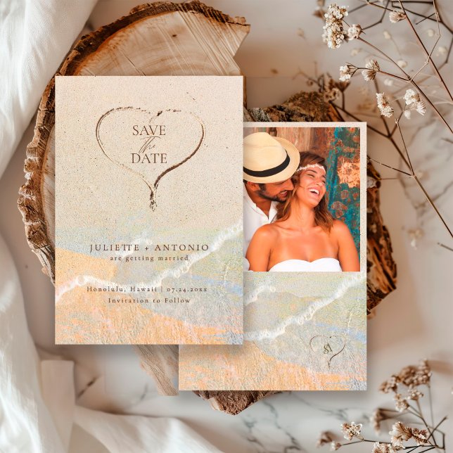 Boho-Rustikale Strand-Hochzeit im Urlaubsort  Save The Date (Von Creator hochgeladen)