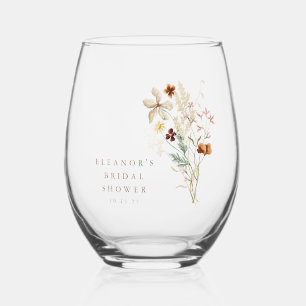 Boho Rustikale Wiesenblumen Florale Hochzeitsfeier Weinglas Ohne Stiel
