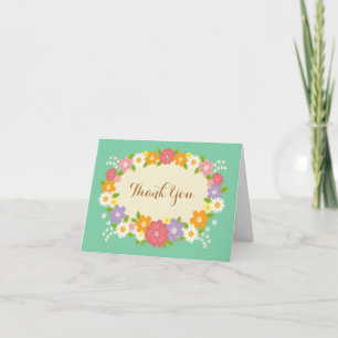 Boho-Rustikaler Blumenkranz-Hochzeit (Minze) Dankeskarte