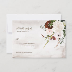 Boho rustikales Holz u. RSVP Karte