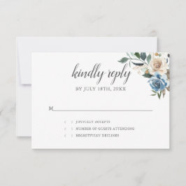Boho Rustique Dusty Blue Flowers mariage RSVP