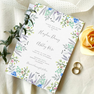 Boho rustique Faire-part de mariage fleurie romant