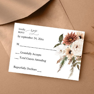 Boho rustique neutre Floral no Repas RSVP