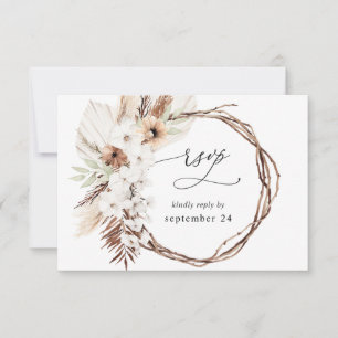 Boho rustique neutre Floral w Repas RSVP 3