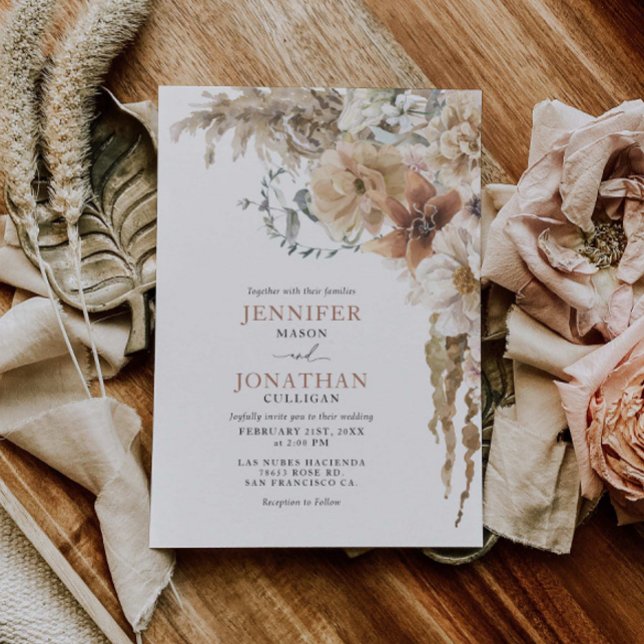 Boho Rustique Pampas Grass Faire-part de mariage (Créateur téléchargé)