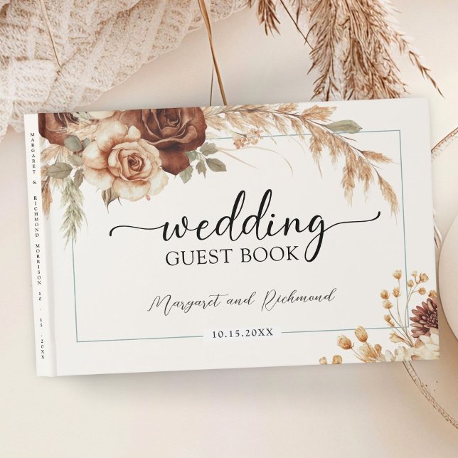 Boho Rusty Terracotta Floral Wedding Guest Book Gästebuch (Von Creator hochgeladen)