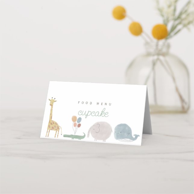 Boho Safari Animal Folded Food Zent Card Platzkarte (Vorderseite)