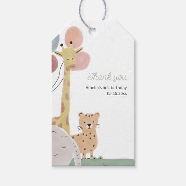 Boho Safari Animal Geschenkanhänger (Vorderseite)