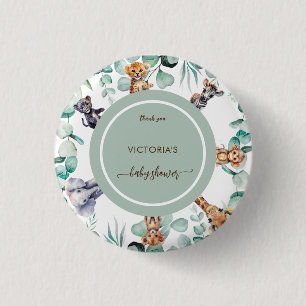 Boho Safari Animal Niedlich Greenery Baby Shower Button