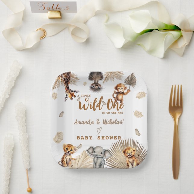 Boho Safari Animal Wild One Baby Shower Pappteller (Hochzeit)