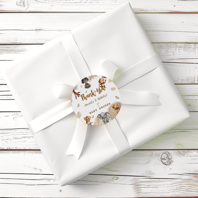 Boho Safari Animals Baby Dusche Vielen Dank Runder Aufkleber (Von Creator hochgeladen)