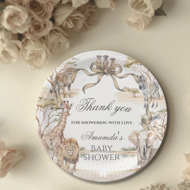 Boho Safari Animals Gender Neutral Baby Shower Pappteller (Von Creator hochgeladen)