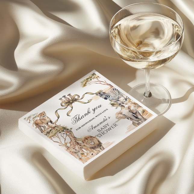 Boho Safari Animals Gender Neutral Baby Shower Serviette (Von Creator hochgeladen)