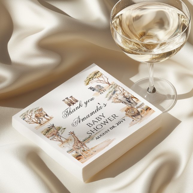 Boho Safari Animals Gender Neutral Baby Shower Serviette (Von Creator hochgeladen)