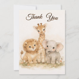 Boho Safari Animals Lion Giraffe Elephant Neutral Einladung