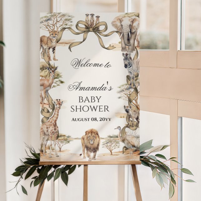 Boho Safari Animals Neutral Baby Shower Welcome Poster (Von Creator hochgeladen)