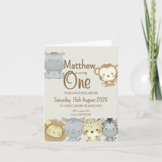 Boho Safari Anniversaire Invitation pliée