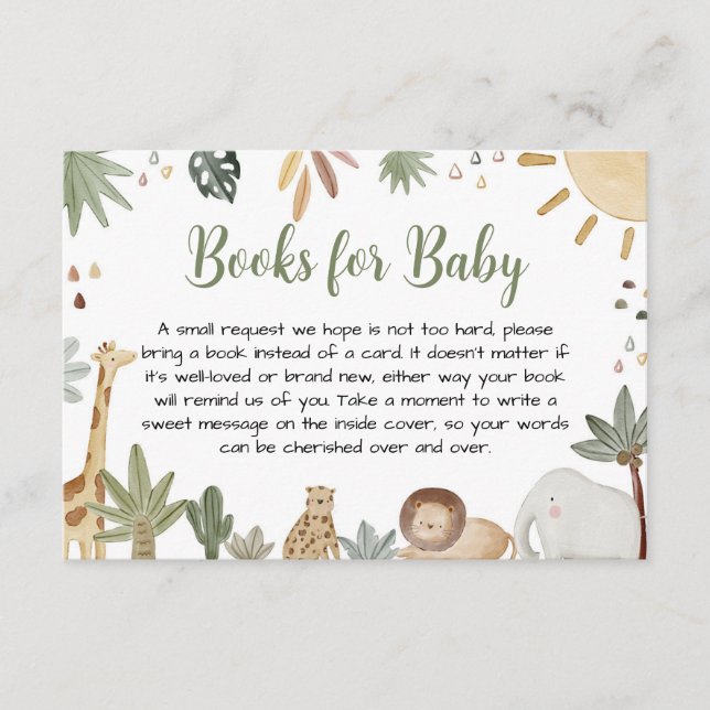 Boho Safari Babydusche Bücher für Baby Begleitkarte (Vorderseite)