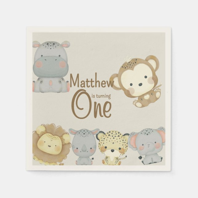 Boho Safari Birthday Napkins Serviette (Vorderseite)