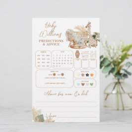 Boho Safari Neutral Baby Shower PREDICTIONS Game
