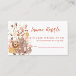 Boho Safari Pink Pampas Grass-Verlosungskarten Begleitkarte