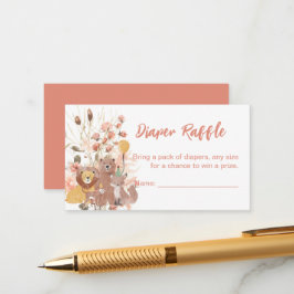 Boho Safari Pink Pampas Grass-Verlosungskarten Begleitkarte