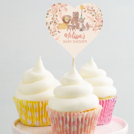 Boho Safari Rosa Pampas Grass Cupcake Topper Herz-Aufkleber