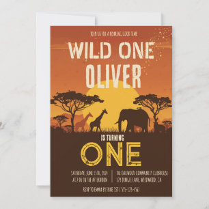 Boho-Safari-Sonnenuntergang-Wilde-Eins-Geburtstag Einladung