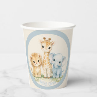 Boho-Safari-Tier Dusky Blue Süße Babyparty Pappbecher