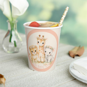 Boho-Safari-Tier-Make-up-Rosa-Süße-Baby-Party Pappbecher