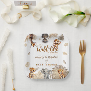 Boho-Safari-Tier-Wildes-Eins-Baby-Shower Pappteller