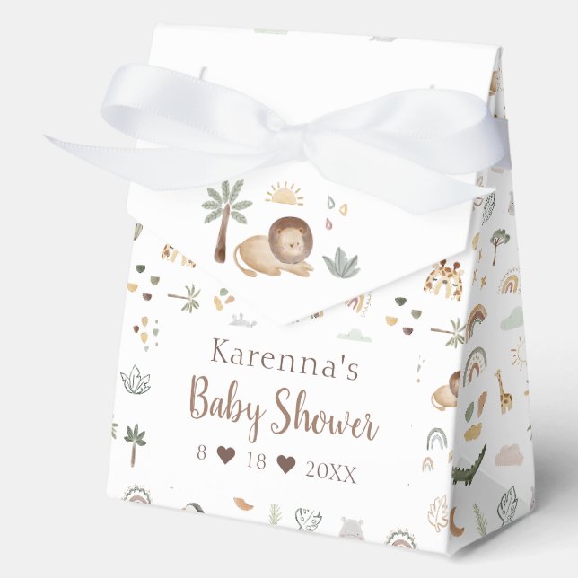 Boho Safari Watercolor Babydusche Geschenkschachtel (Vorderseite)
