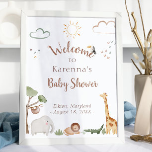 Boho Safari Watercolor Babydusche Willkommen Poster