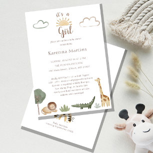 Boho Safari Watercolor Es ist eine Girl Baby Dusch Einladung