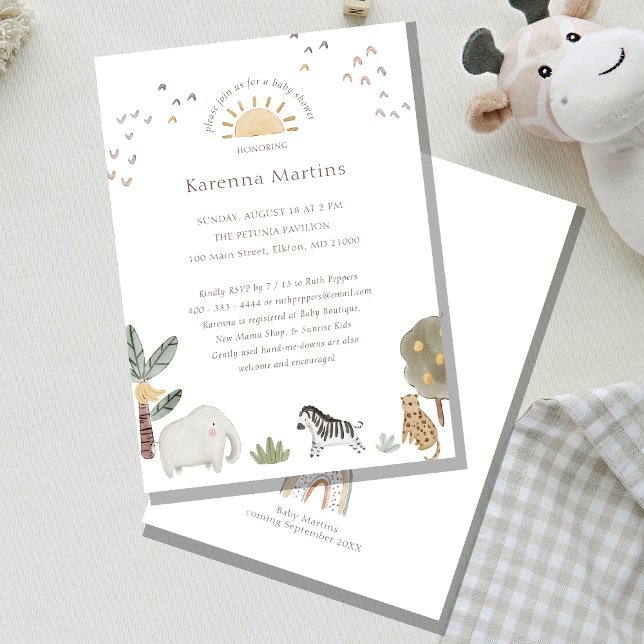 Boho Safari Watercolor Gender Neutral Baby Dusche Einladung (Von Creator hochgeladen)