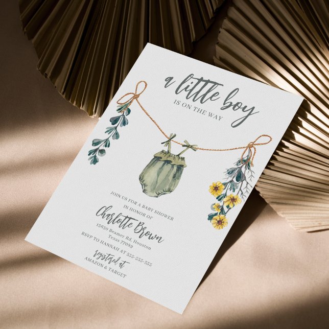 Boho & Sage Boy Kinderdusche Einladung (Von Creator hochgeladen)