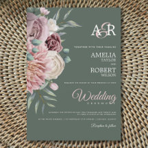 Boho Sage Dusty Rose Hochzeit Wasserfarben