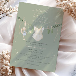 Boho Sage Green Baby Dusche Einladung