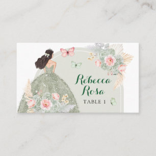 Boho Sage Green Blush Pink Quinceañera Platzkarte