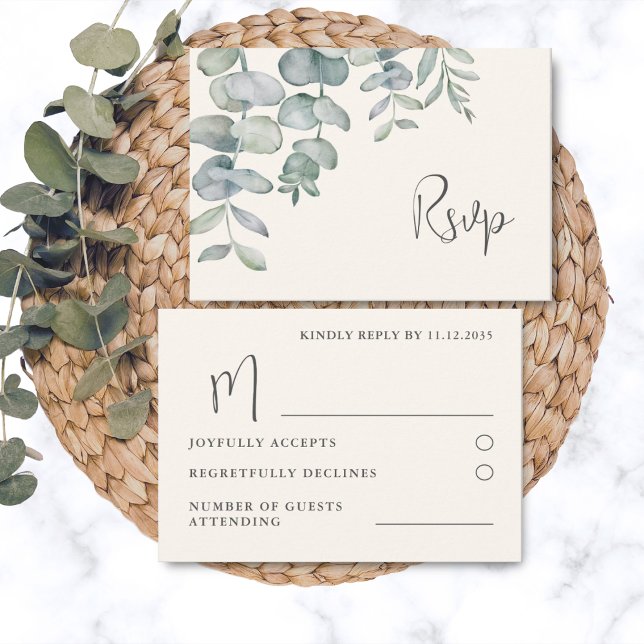 Boho Sage Green Eucalyptus Wedding RSVP Karte (Von Creator hochgeladen)