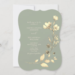 Boho Sage Green Floral Wedding Einladung