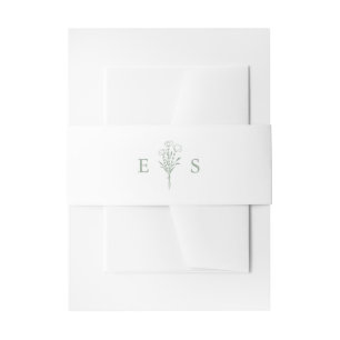 Boho Sage Green Minimalistisch Botanicals Wedding Einladungsbanderole